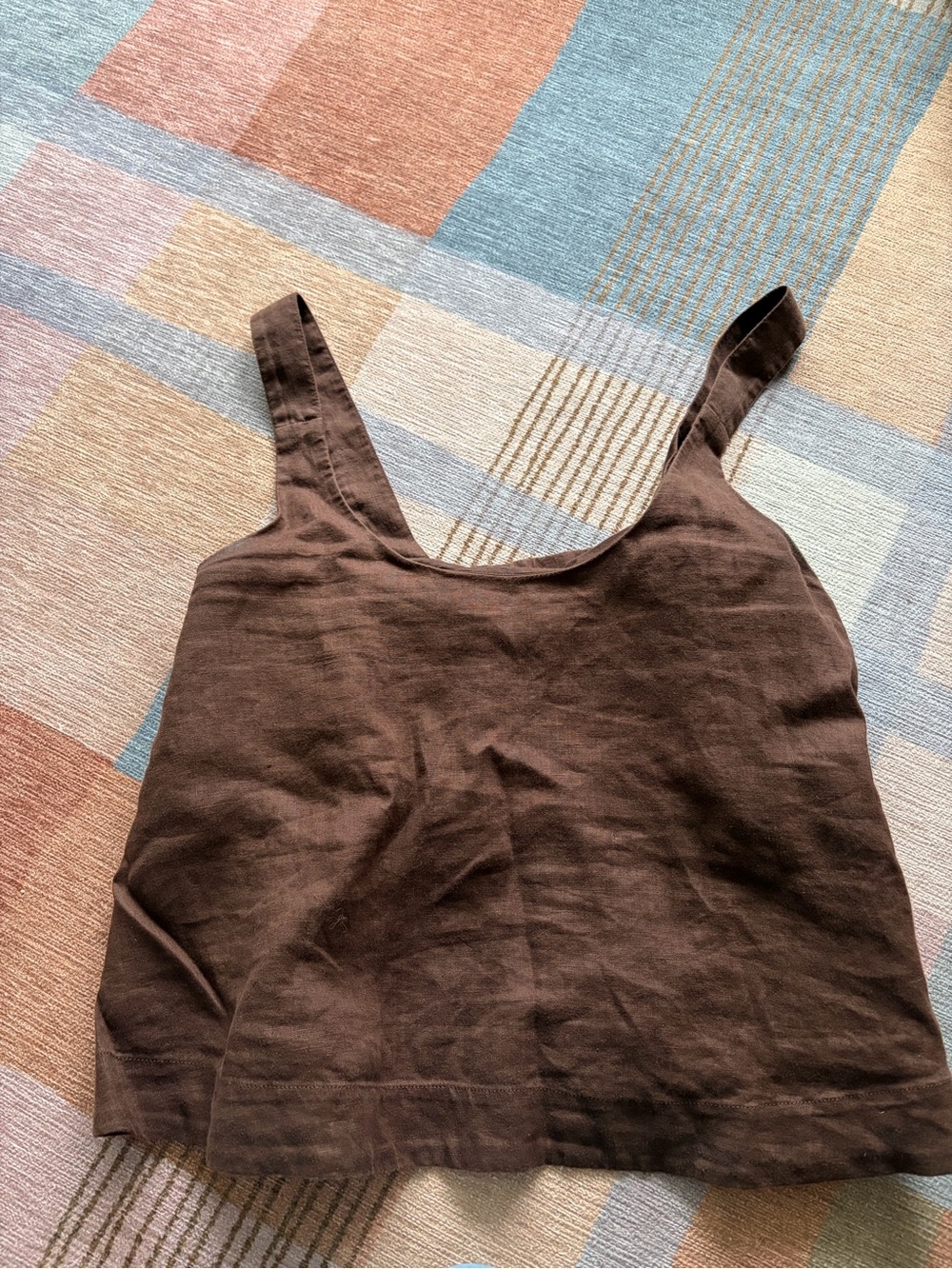 Women’s Brown Linen Scoop Tank